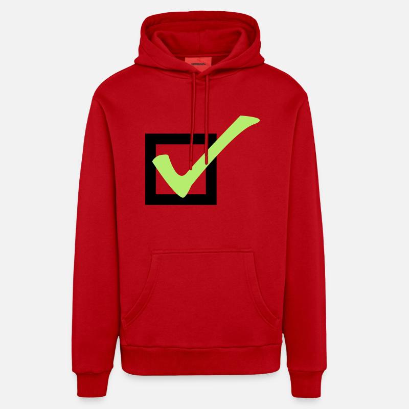 check - Sweat à capuche bio décontracté fabriqué en UE - rouge