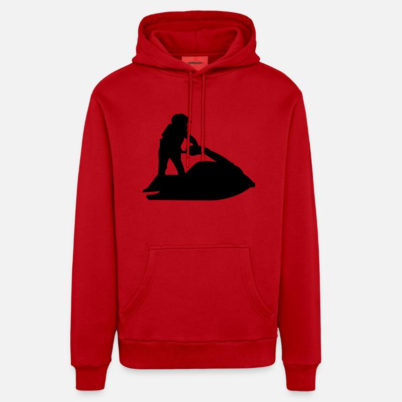 jet_ski - Sweat à capuche bio décontracté fabriqué en UE - rouge