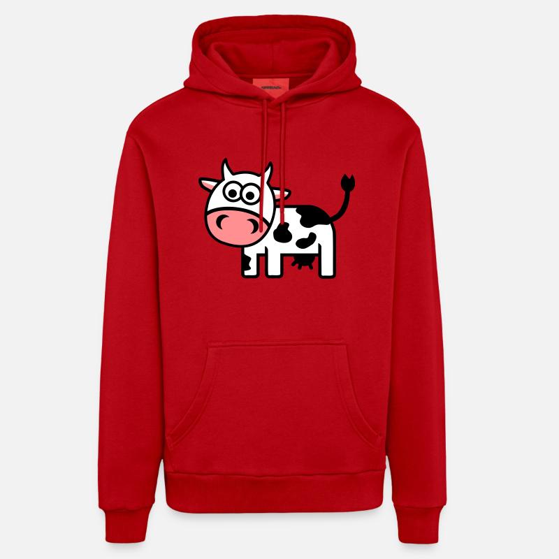 Vache - Sweat à capuche bio décontracté fabriqué en UE - rouge