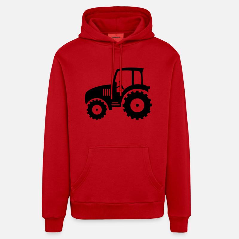 traktor_01 - Sweat à capuche bio décontracté fabriqué en UE - rouge