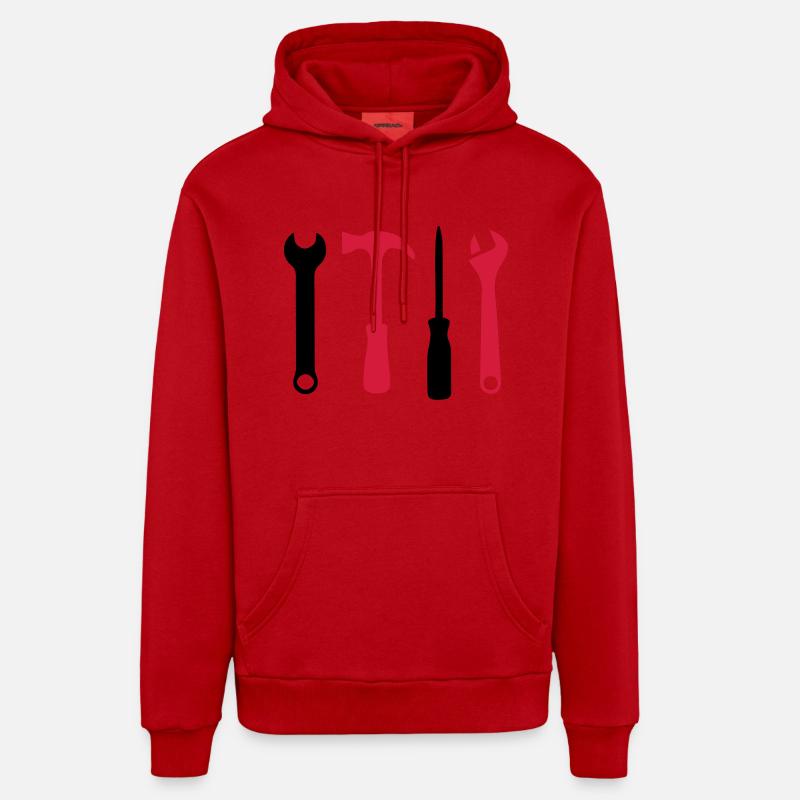 Icônes d’outils - Sweat à capuche bio décontracté fabriqué en UE - rouge
