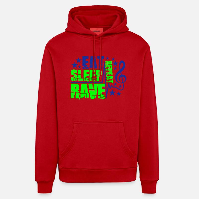 Eat Sleep Rave Repeat Essen Schlafen Raven Spruch Organic Relaxed Hoodie Made in EU