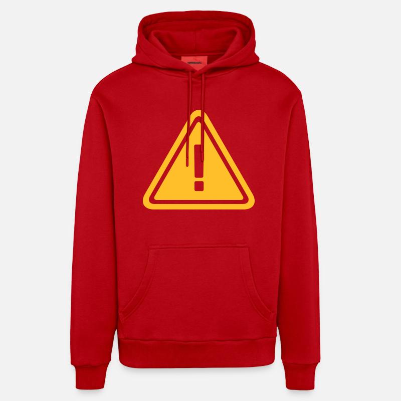 signs attention - Sweat à capuche bio décontracté fabriqué en UE - rouge