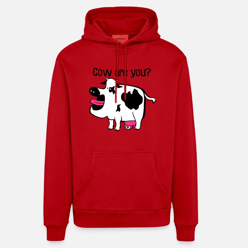Cow êtes-vous? - Sweat à capuche bio décontracté fabriqué en UE - rouge