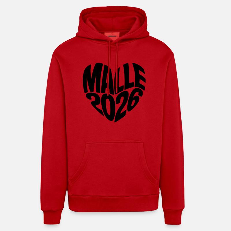 Malle 2026 - Sweat à capuche bio décontracté fabriqué en UE - rouge
