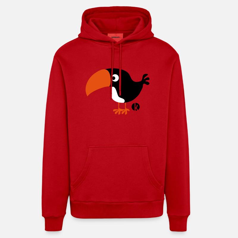 Toucan - Sweat à capuche bio décontracté fabriqué en UE - rouge