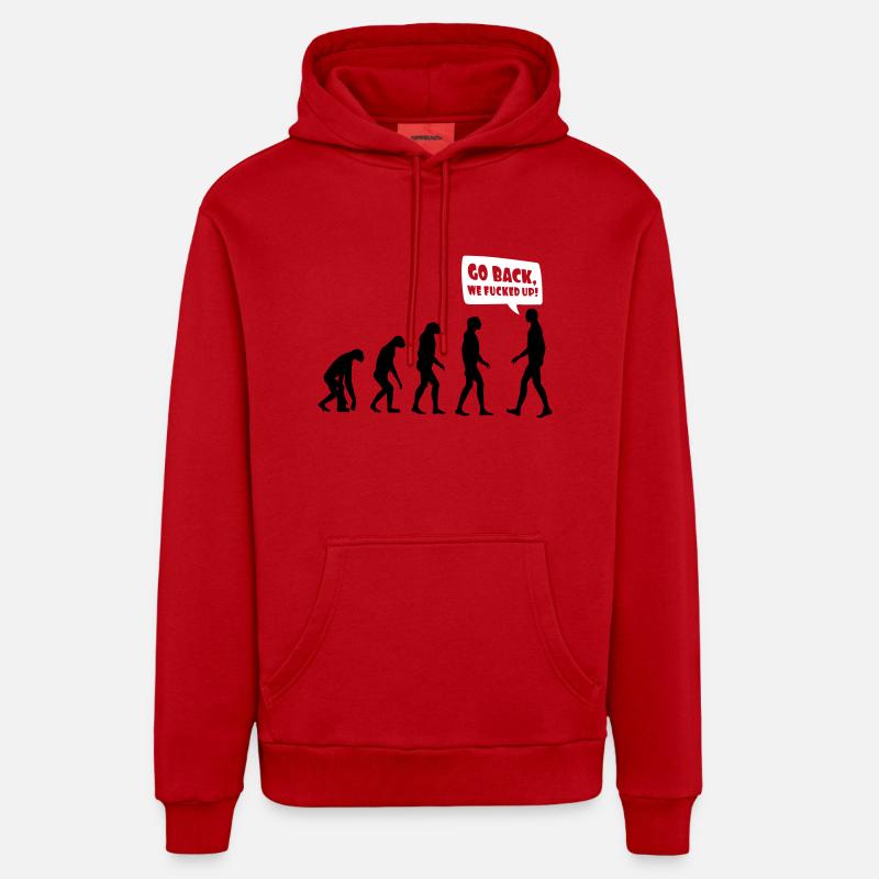 Evolution fucked up - Evolution verkackt - Organic Relaxed Hoodie Made in EU - Rot