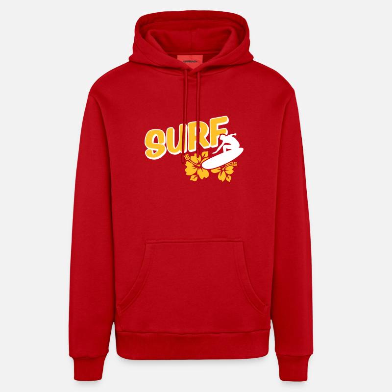 surf - Sweat à capuche bio décontracté fabriqué en UE - rouge