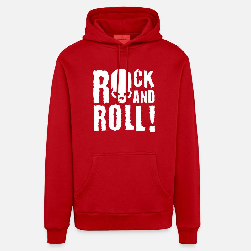rock_and_roll_c_1c - Sweat à capuche bio décontracté fabriqué en UE - rouge