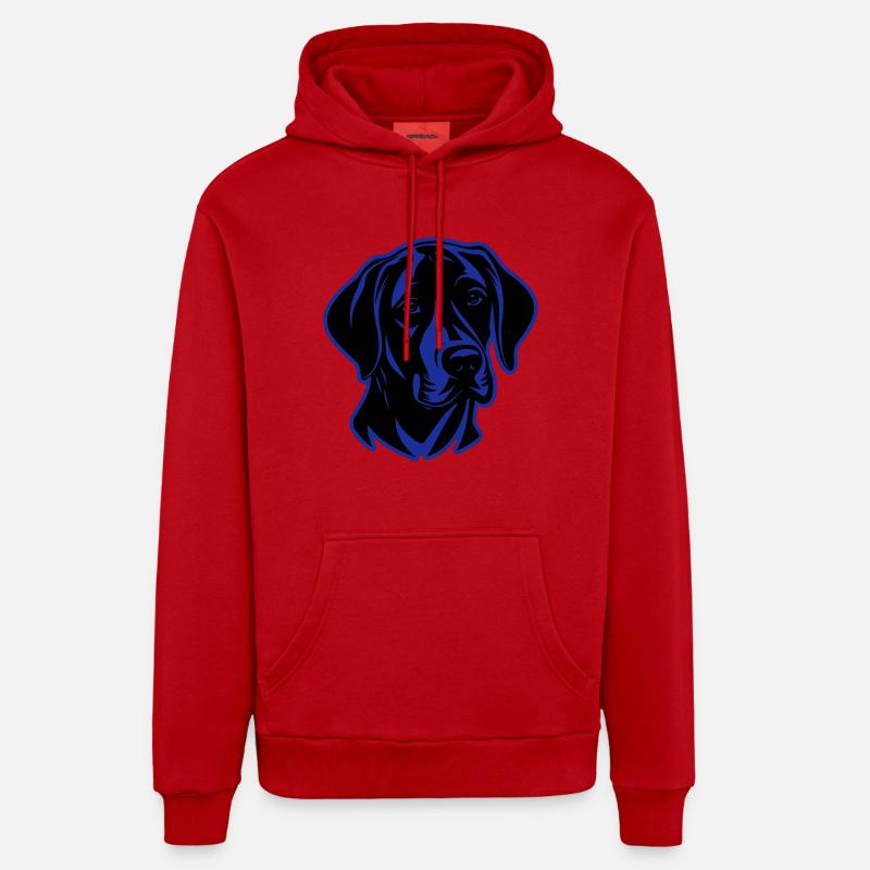 Tête de chien Labrador - Sweat à capuche bio décontracté fabriqué en UE - rouge