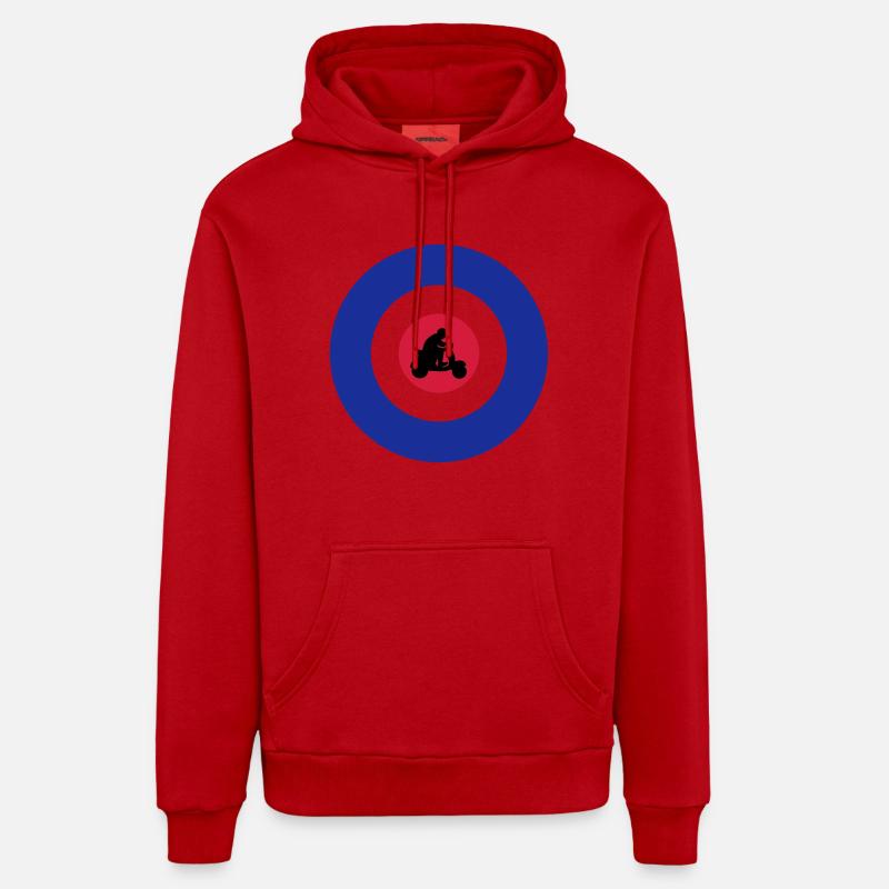 Target mit Rollerfahrer - Organic Relaxed Hoodie Made in EU - Rot