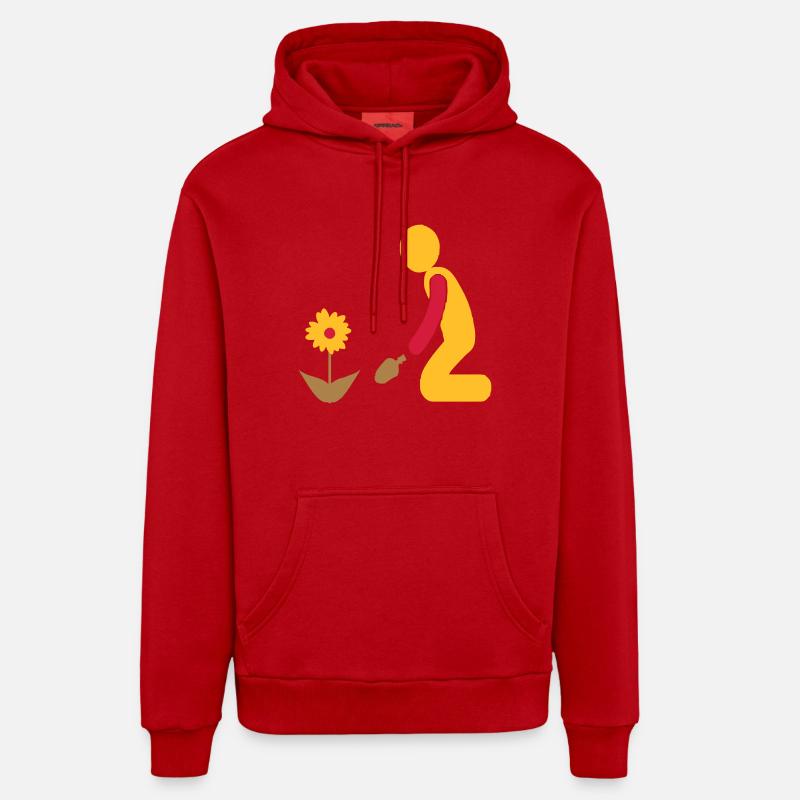 jardin - Sweat à capuche bio décontracté fabriqué en UE - rouge