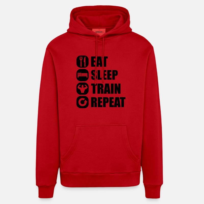 eat_sleep_train_repeat_8_1f - Sweat à capuche bio décontracté fabriqué en UE - rouge