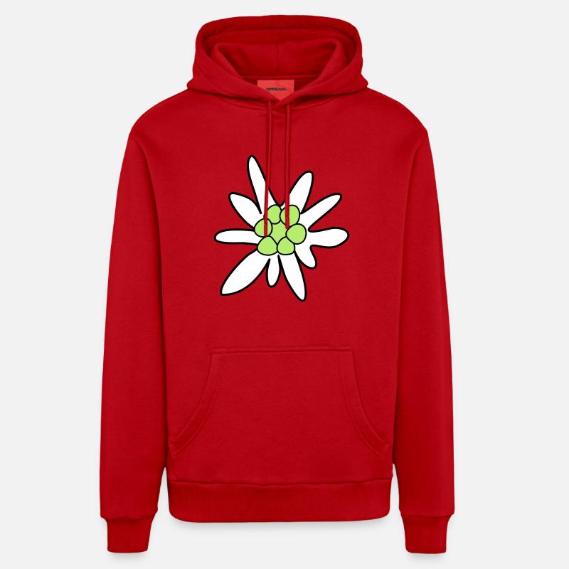 Edelweiss, fleur - Sweat à capuche bio décontracté fabriqué en UE - rouge