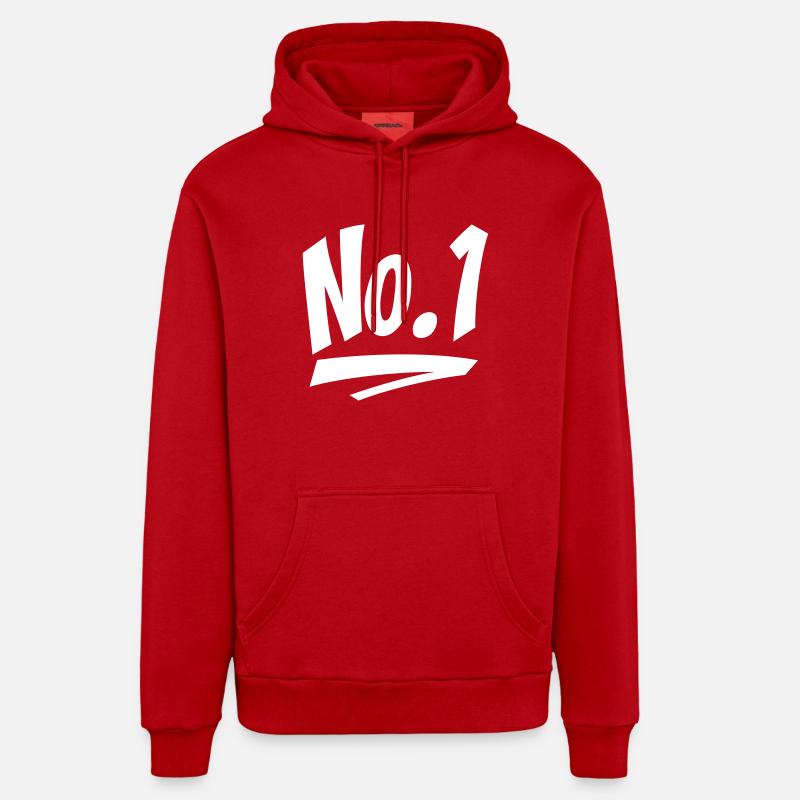 Numéro un - Sweat à capuche bio décontracté fabriqué en UE - rouge