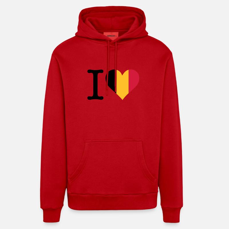 Je aime la Belgique - Sweat à capuche bio décontracté fabriqué en UE - rouge