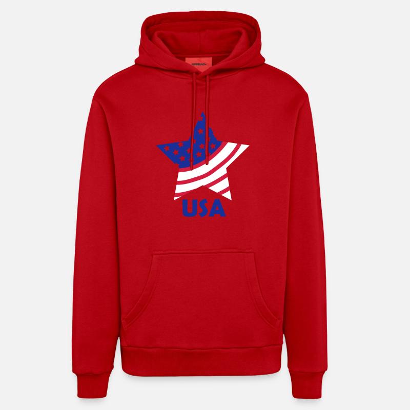 usa_stern_1 - Sweat à capuche bio décontracté fabriqué en UE - rouge