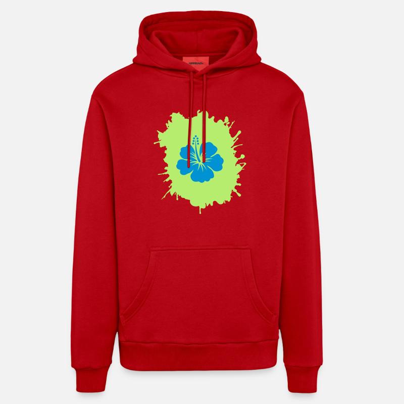 Taches d’hibiscus - Sweat à capuche bio décontracté fabriqué en UE - rouge