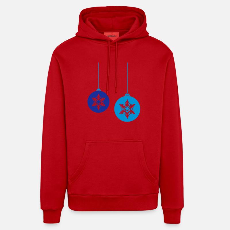 Boules de Noël star frost - Sweat à capuche bio décontracté fabriqué en UE - rouge