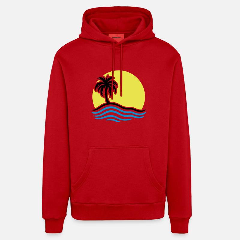 Palmier de l’île d’été - Sweat à capuche bio décontracté fabriqué en UE - rouge