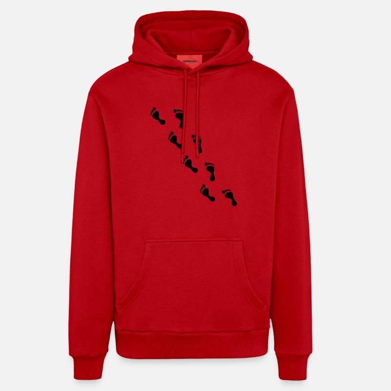 empreinte de pied - Sweat à capuche bio décontracté fabriqué en UE - rouge