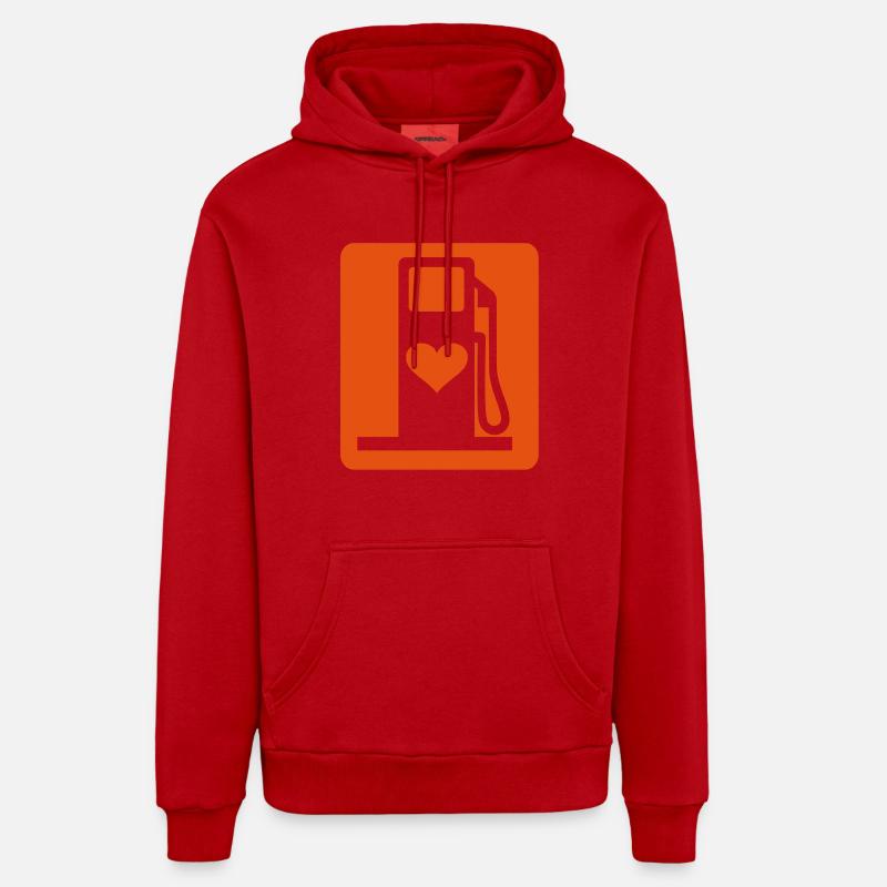 Love Gas - Sweat à capuche bio décontracté fabriqué en UE - rouge