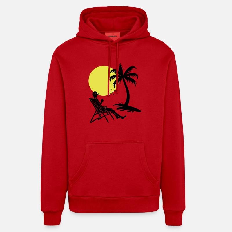 Vacances reposantes en été - Sweat à capuche bio décontracté fabriqué en UE - rouge