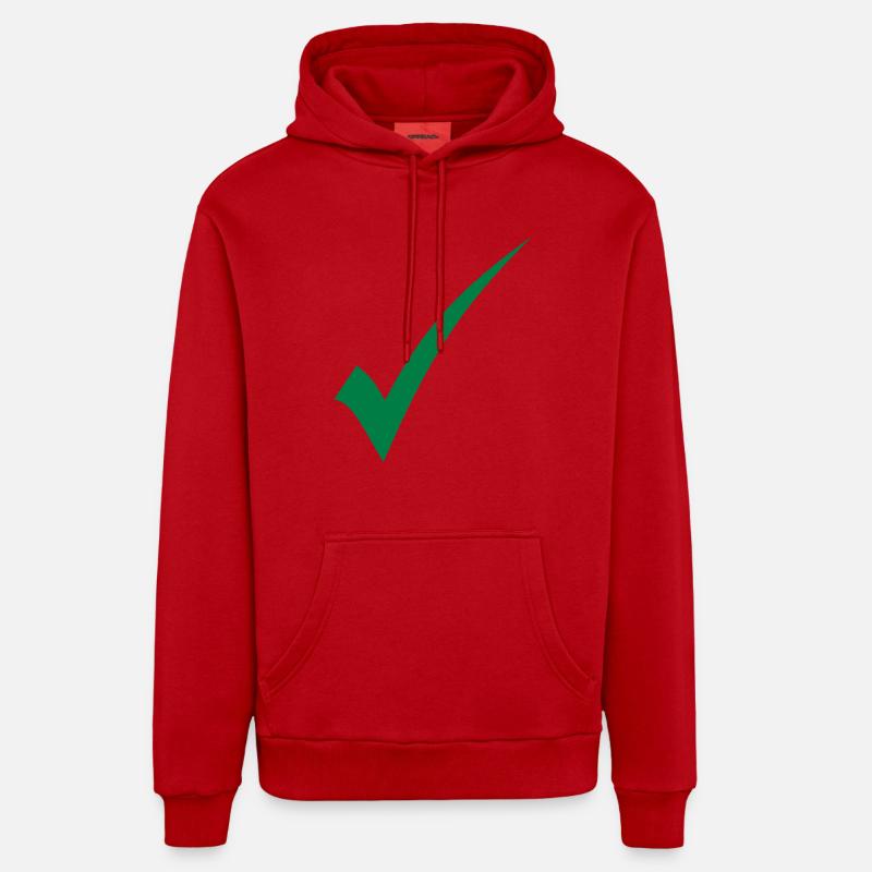 Vérification du crochet vert - Sweat à capuche bio décontracté fabriqué en UE - rouge