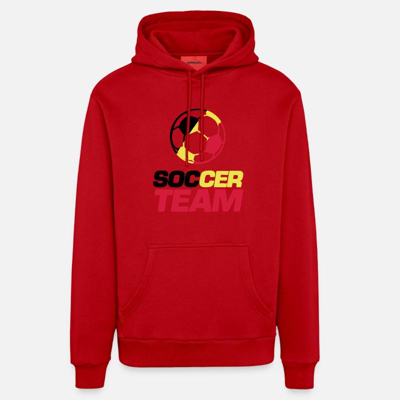 Équipe de football de Belgique - Sweat à capuche bio décontracté fabriqué en UE - rouge