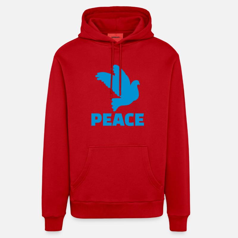 Peace - Sweat à capuche bio décontracté fabriqué en UE - rouge