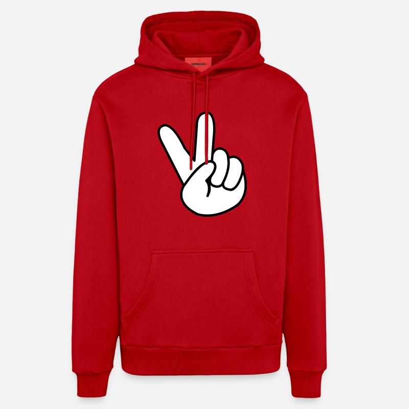 peace_hand_comic_02 - Sweat à capuche bio décontracté fabriqué en UE - rouge