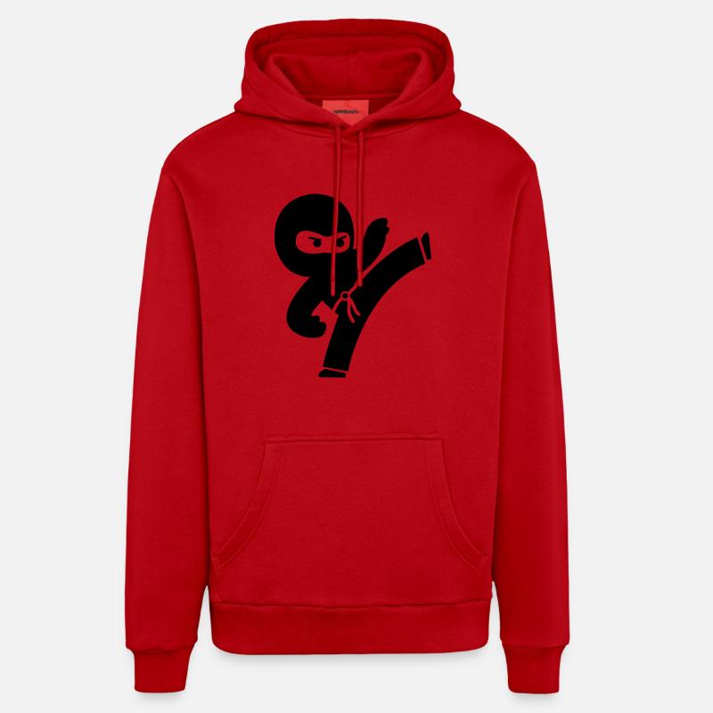 ninja - Sweat à capuche bio décontracté fabriqué en UE - rouge