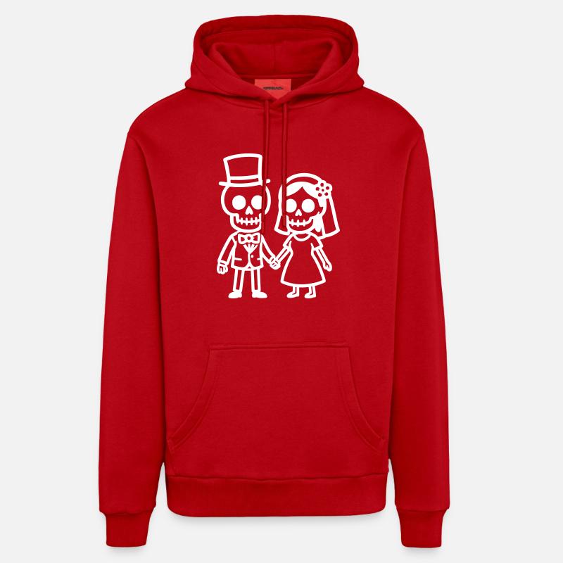 Crâne de mariage marié - Sweat à capuche bio décontracté fabriqué en UE - rouge