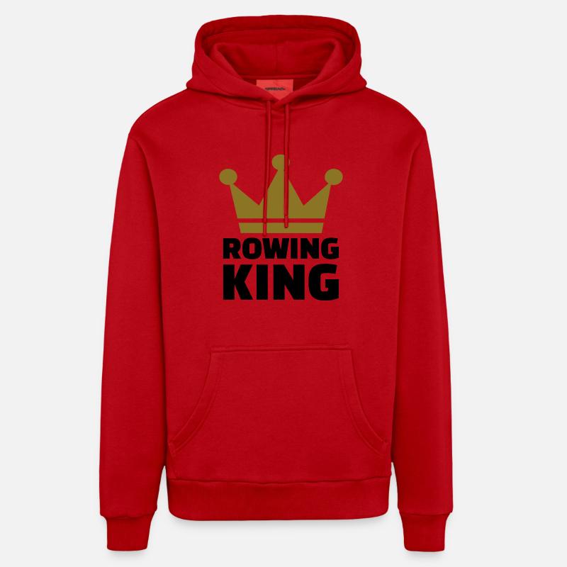 Rowing King - Sweat à capuche bio décontracté fabriqué en UE - rouge