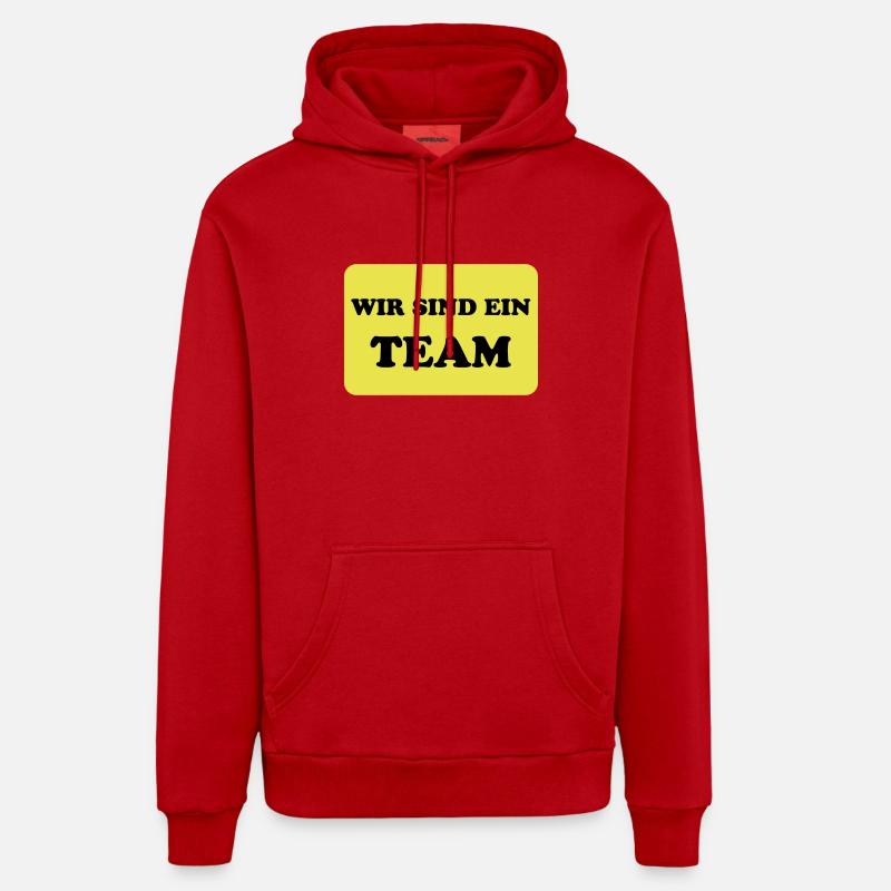 Équipe et travail d'équipe - Sweat à capuche bio décontracté fabriqué en UE - rouge