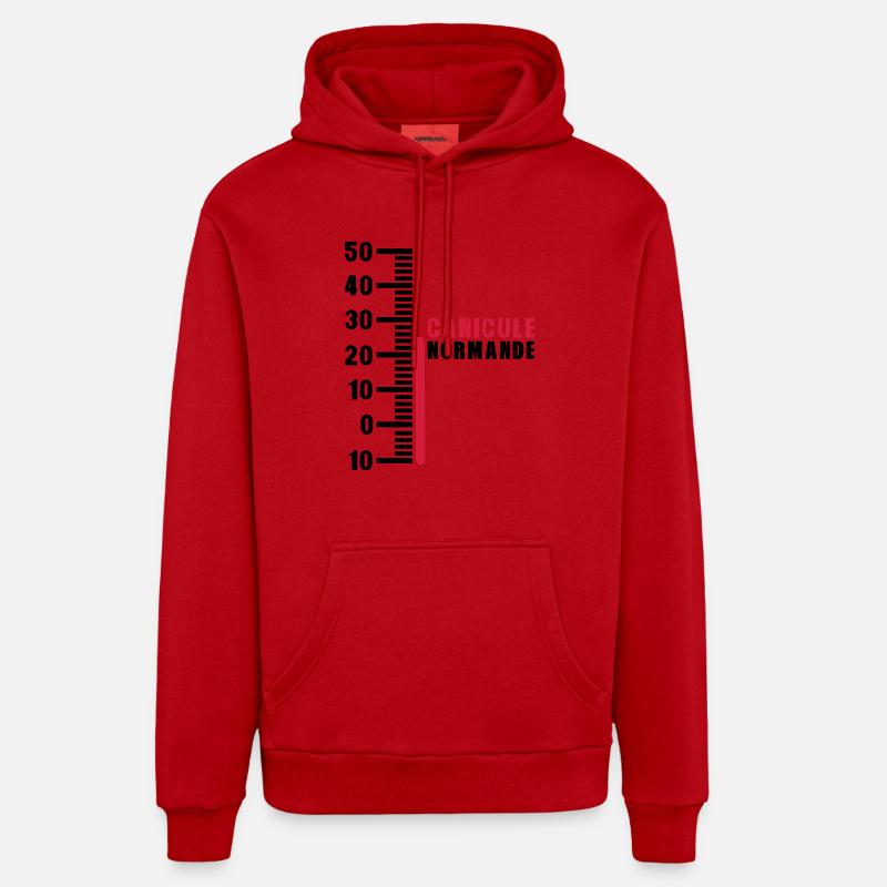 thermometre canicule normande humour - Sweat à capuche bio décontracté fabriqué en UE - rouge