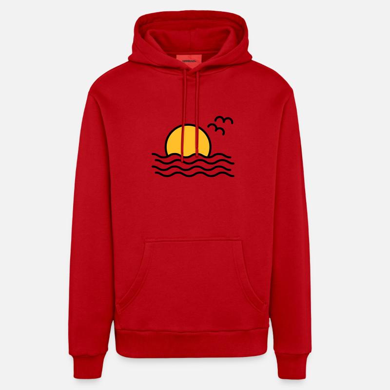 Coucher de soleil - Sweat à capuche bio décontracté fabriqué en UE - rouge