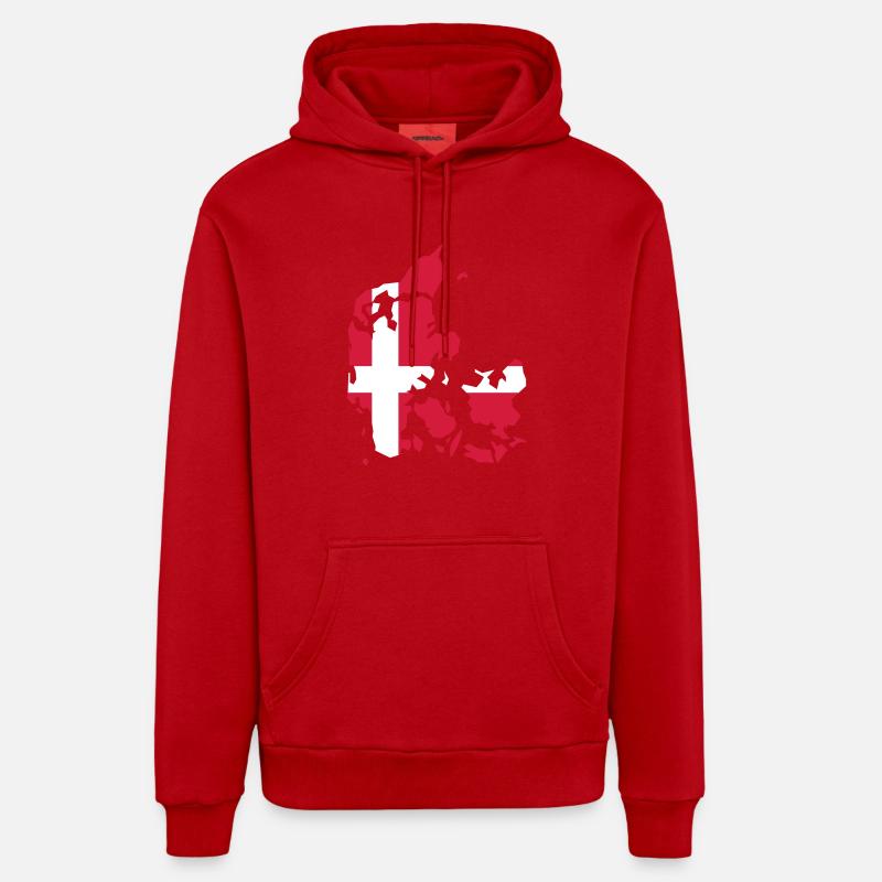 Danemark - drapeau - Sweat à capuche bio décontracté fabriqué en UE - rouge