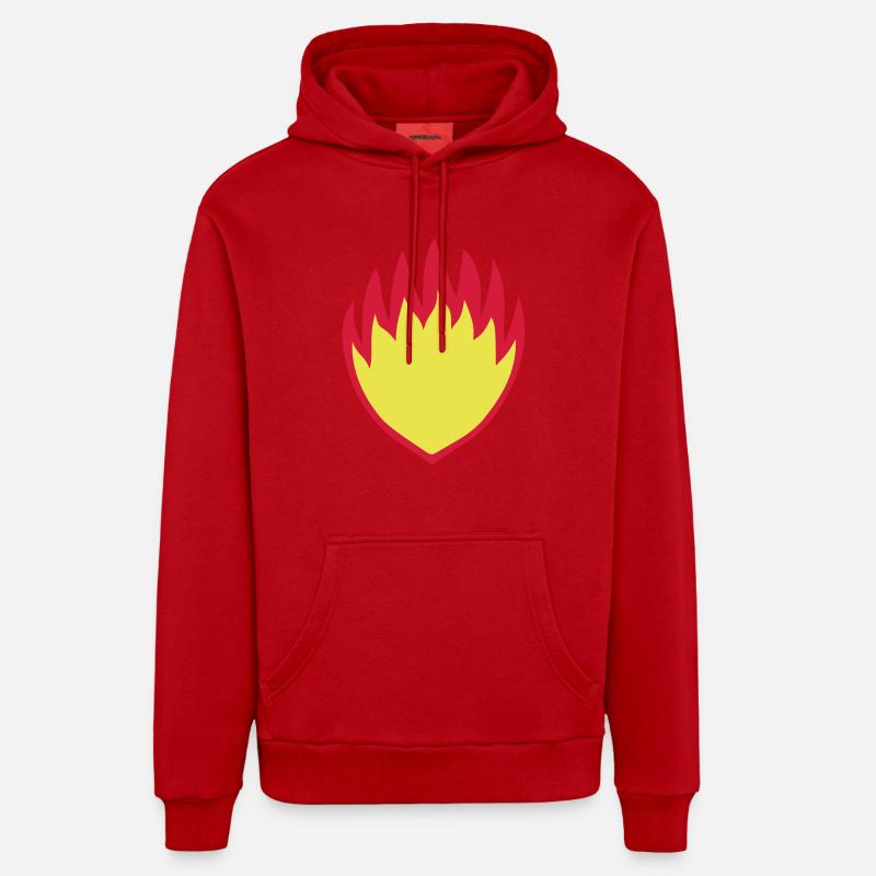 Fire Shield Crest Symbol - Organic Relaxed Hoodie Made in EU - red