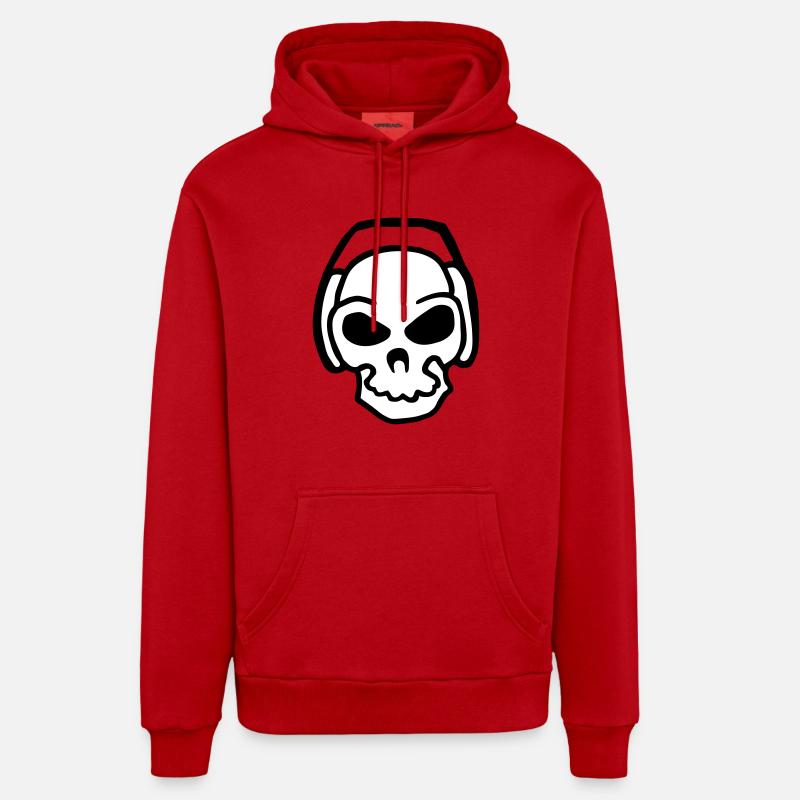 dj skull - Sweat à capuche bio décontracté fabriqué en UE - rouge