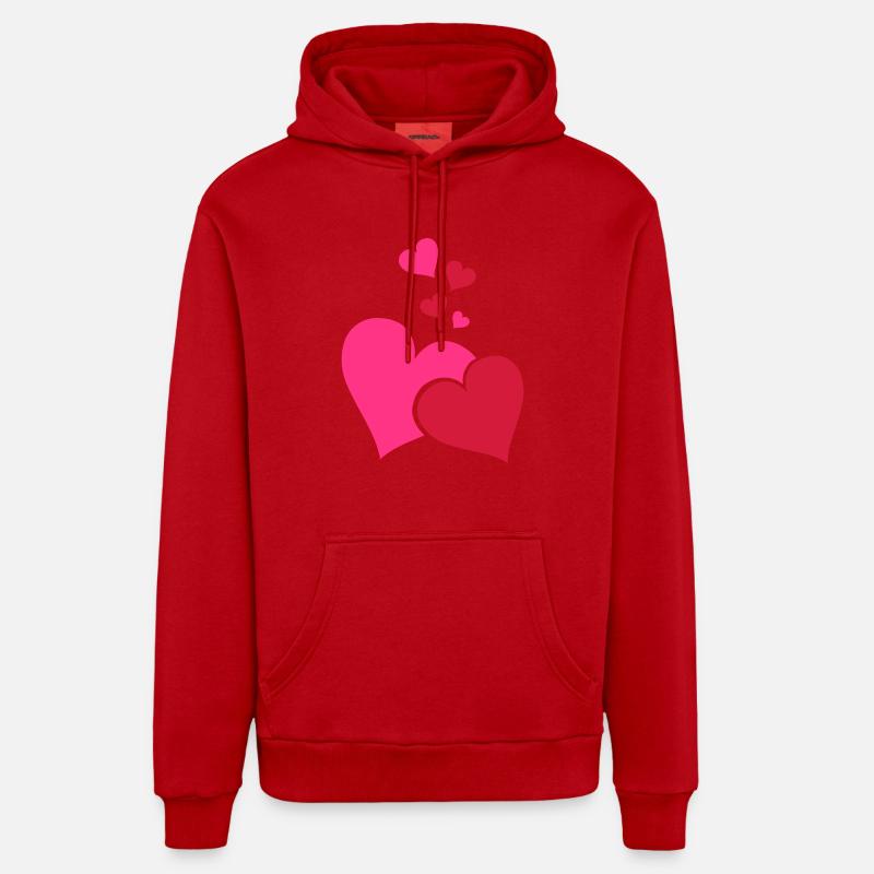 Cœur - Sweat à capuche bio décontracté fabriqué en UE - rouge