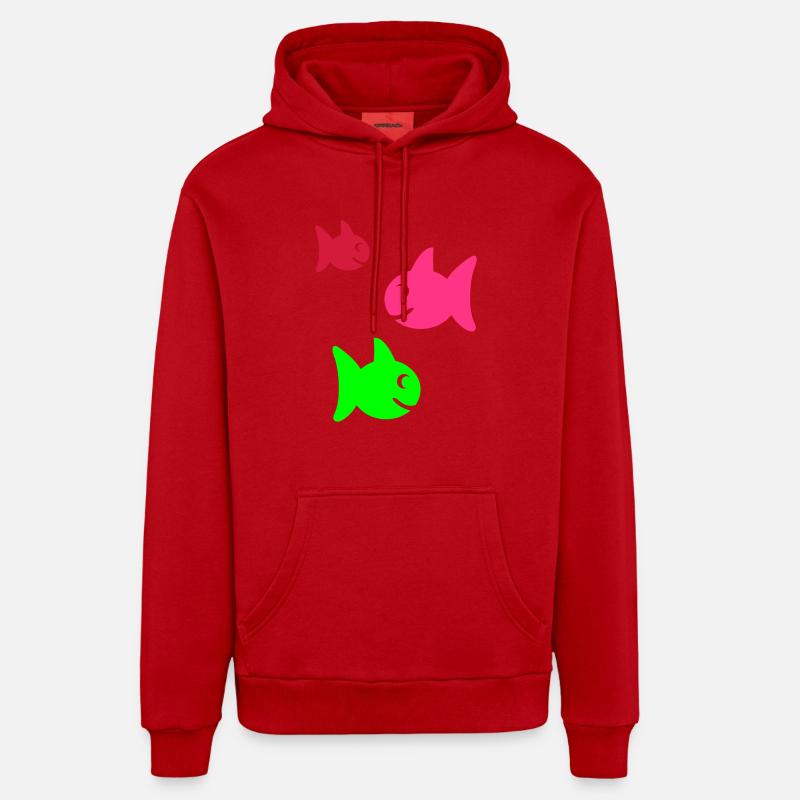 poisson - Sweat à capuche bio décontracté fabriqué en UE - rouge