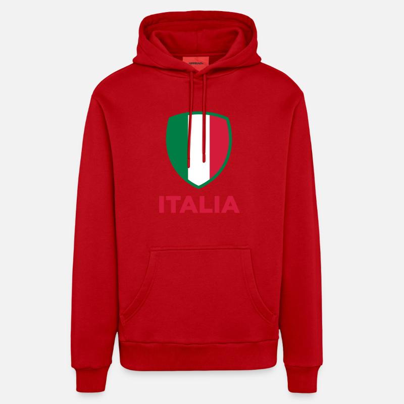 Drapeau national de l Italie - Sweat à capuche bio décontracté fabriqué en UE - rouge