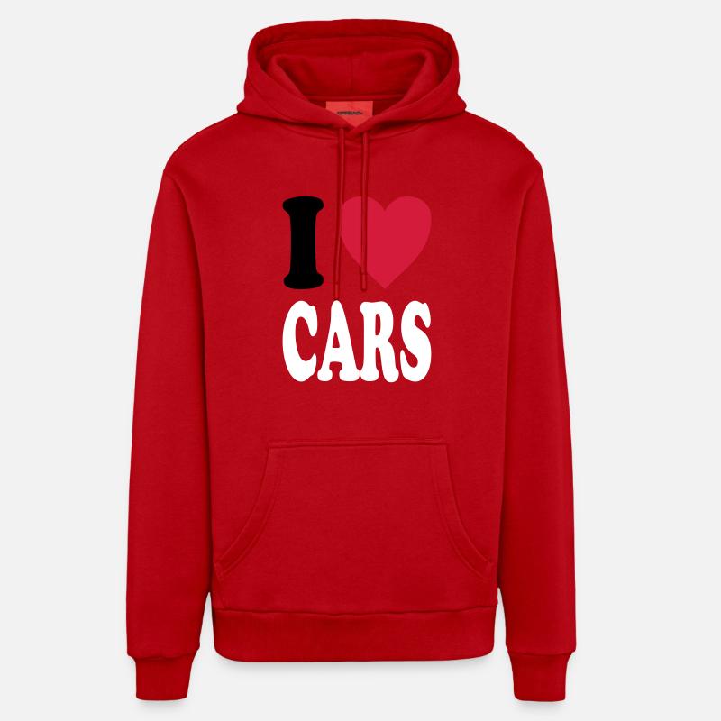 J'adore CARS - Sweat à capuche bio décontracté fabriqué en UE - rouge