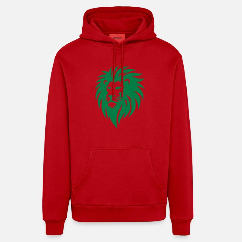 lion - Sweat à capuche bio décontracté fabriqué en UE - rouge
