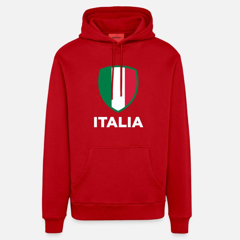 Drapeau national d'Italie - Sweat à capuche bio décontracté fabriqué en UE - rouge
