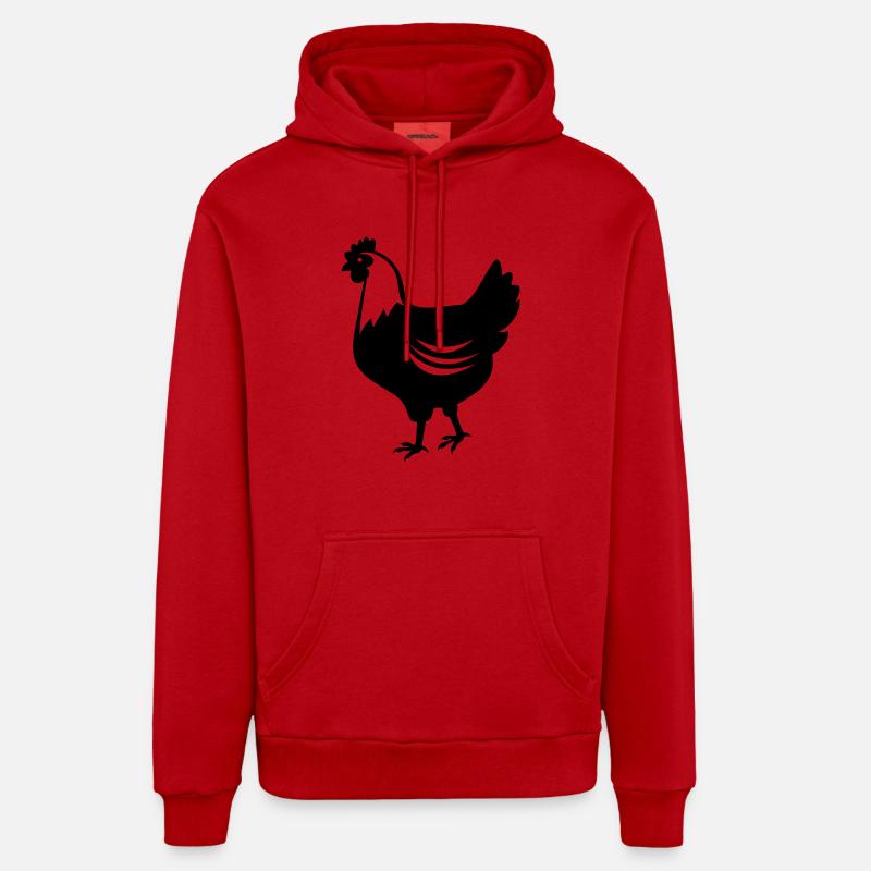 Poulet - Poule - Sweat à capuche bio décontracté fabriqué en UE - rouge