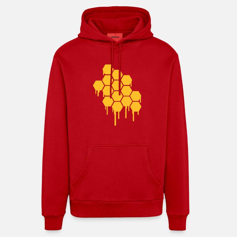 Honeycombs Pattern - Sweat à capuche bio décontracté fabriqué en UE - rouge