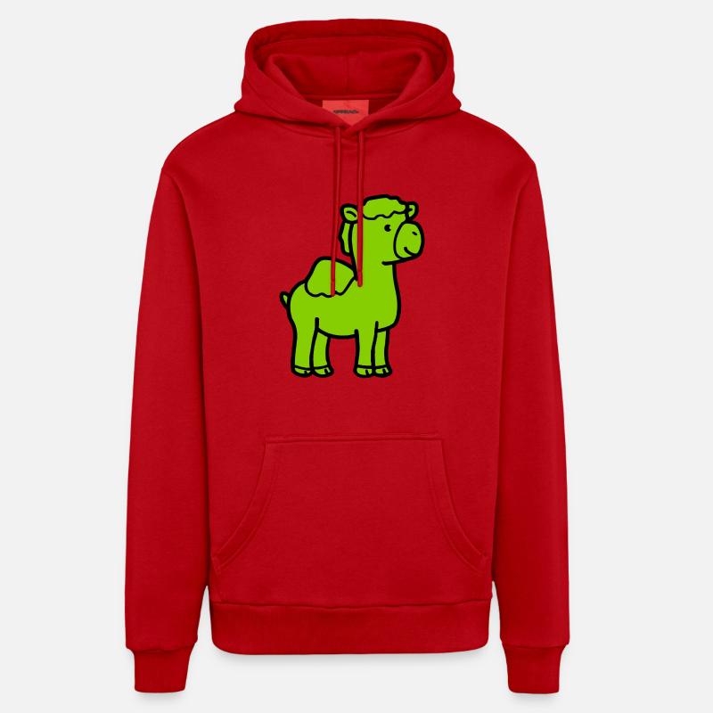 Bande dessinée de chameau - Sweat à capuche bio décontracté fabriqué en UE - rouge
