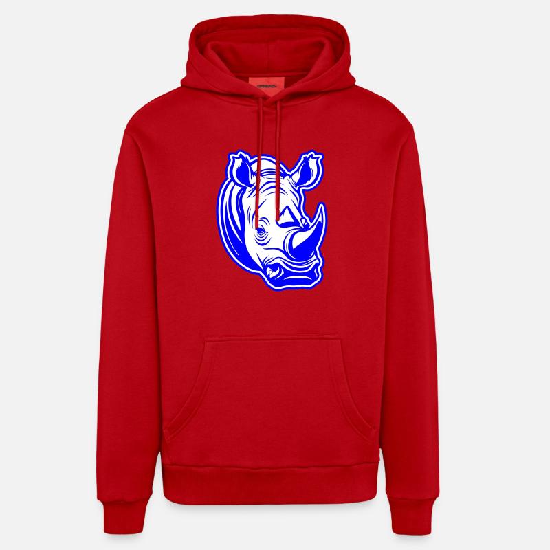 Tête de rhinocéros - Sweat à capuche bio décontracté fabriqué en UE - rouge